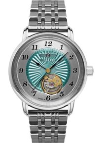 Zeppelin Damen Automatikuhr "Friedrichshafen Lady Open Heart"silberfarben, grün, Armbanduhren, Armbanduhr, Damenuhr, Made in Germany, Mechanische