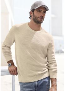 John Devin Herren Strickpullover, beige, casual, Gr. S, unifarben, Strick, Rippstrick, Obermaterial: 50% Baumwolle, 50% Polyacryl, Pullover, Pullover