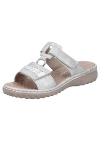 Rieker Damen Pantolette, Gr. 37, bunt, Lederimitat, metallic, klassisch, Schuhe, Sommerschuh, Strandschuh mit regulierbaren Klettverschlüssen