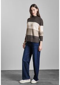 Street One Damen Strickpullover, braun, casual, Gr. 36, gestreift, Stoff, 30% Polyester, 29% Polyacryl, 21% Viskose, 20% Nylon, Pullover, aus softem