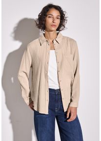 Street One Damen Langarmblusecotton beige, casual, Gr. 40, unifarben, Web, 100% Baumwolle, Blusen, aus reiner Baumwolle