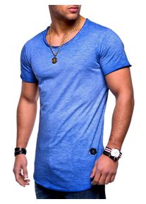 behype Herren T-Shirt "DUST", blau, casual, Gr. XXL, unifarben, 100% Baumwolle, Shirts, mit Rundhals-Ausschnitt