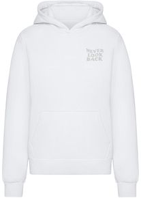 MISS TEE Damen Kapuzenpullover "Miss Tee Never Look Back Ladies Fluffy Hoody", weiß, casual, Gr. S, mehrfarbig, 70% Baumwolle, 30% Polyester, Pullover