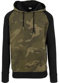Urban Classics Herren Sweatshirt "Urban Classics Herren Camo Contrast Raglan Hoody", grün, Gr. S, mehrfarbig, 60% Baumwolle, 40% Polyester,
