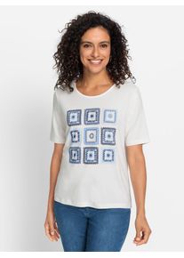 Inspirationen Damen Kurzarmshirt "Shirt", blau, Gr. 36, unifarben, gemustert, 95% Viskose, 5% Elasthan, Shirts