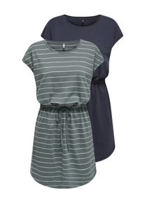 Only Damen Shirtkleid "ONLMAY LIFE S/S DRESS 2 PACK CS JRS", bunt, casual, Gr. XL, gestreift, Jersey, Obermaterial: 100% Baumwolle, Kleider, flexibel