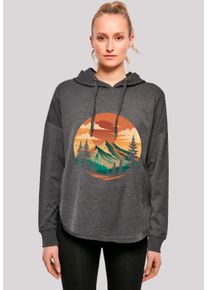 F4NT4STIC Damen Kapuzenpullover "Sonnenuntergang Berglandschaft", grau, casual, Gr. S, Obermaterial: 100% Baumwolle, Pullover, Premium Qualität