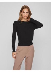 Vila Damen Rundhalspullover "VICOMFY O-NECK L/S KNIT TOP/SU - NOOS", schwarz, casual, Gr. XXL, unifarben, Rippstrick, Obermaterial: 51% Viskose, 27%