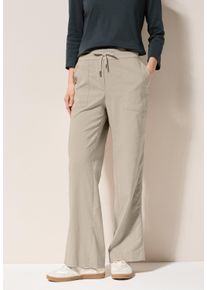 Cecil Damen Culottejute beige, casual, Gr. XL, unifarben, Web, Stoff, 65% Baumwolle, 32% Polyester, 3% Elasthan, Hosen, High Waist