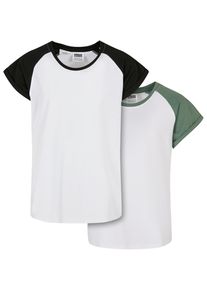 Urban Classics Mädchen T-Shirt "Urban Classics Damen Girls Contrast Raglan Tee 2-Pack", weiß, casual, Gr. 122, mehrfarbig, 100% Baumwolle, Shirts