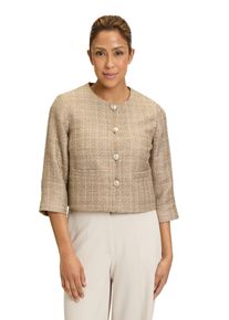 Betty Barclay Damen Jackenblazer "Betty Barclay Blazer-Jacke mit Fransen", braun, modisch, Gr. 42, Obermaterial: 45% Polyacryl, 44% Polyester, 11%