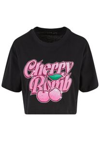 MISS TEE Herren T-Shirt "Miss Tee Damen Cherry Bomb Ladies Short Overized Tee", schwarz, casual, Gr. XL, bedruckt, 100% Baumwolle, Shirts