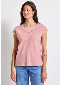 Street One Damen T-Shirtblush peach, casual, Gr. 38, unifarben, Web, 50% Modal, 50% Baumwolle, Shirts, mit Materialmix