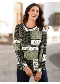 Inspirationen Damen Langarmshirt "Shirt", grün, Gr. 42, gemustert, mehrfarbig, bedruckt, 50% Baumwolle, 50% Modal, Shirts