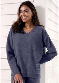 ELBSAND Damen Sweater, Gr. 36, blau, Feinstrick, Obermaterial: 50% Viskose (LENZING), 50% Polyester, unifarben, meliert, casual, Sweatshirts, aus