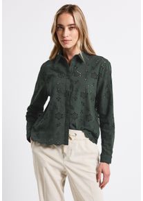Street One Damen Langarmbluse, grün, casual, Gr. 34, unifarben, Web, 100% Baumwolle, Blusen, aus reiner Baumwolle