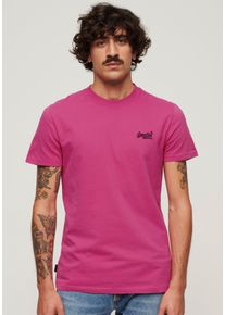 Superdry Herren Rundhalsshirt "ESSENTIAL LOGO EMB TEE", pink, modisch, Gr. XL, unifarben, Single Jersey, Obermaterial: 100% Baumwolle, Shirts