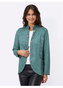 Inspirationen Damen Shirtjacke "Sweatjacke", grün, Gr. 40, gemustert, unifarben, 100% Baumwolle, Shirts