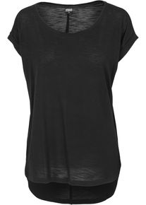 Urban Classics Herren Kurzarmshirt "Urban Classics Damen Ladies Long Back Shaped Slub Tee", schwarz, casual, Gr. M, unifarben, 100% Baumwolle, Shirts