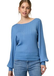 Zero Damen Strickpullover "Zero Pullover mit Ballonärmeln", blau, casual, Gr. 44, unifarben, Strick, Obermaterial: 80% Viskose, 20% Polyester.