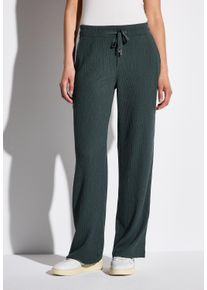 Street One Damen Stoffhose, grün, casual, Gr. 42, Strukturmuster, Stoff, 55% Polyester, 44% Viskose, 1% Elasthan, Hosen, im Loose Fit