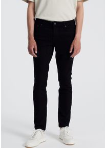 Denim Project Herren Slim-fit-Jeans, schwarz, casual, Gr. 33, Denim/Jeans, Obermaterial: 99% Baumwolle, 1% Elasthan, Jeans, mit Logo-Badge