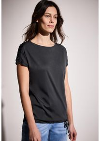 Cecil Damen T-Shirt, grau, Basic, Gr. M, unifarben, Web, Stoff, 50% Baumwolle, 50% Modal, Shirts, mit Tunnelzug am Saum