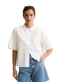 Marc O'Polo Damen Kurzarmbluse, weiß, casual, Gr. XL, MARC O'POLO DENIM, Web, Obermaterial: 53% Leinen, 47% Baumwolle, Blusen