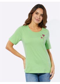 Classic Basics Damen Kurzarmshirt "Kurzarm-Shirt", grün, Gr. 46, geblümt, gemustert, mehrfarbig, 100% Baumwolle, Shirts