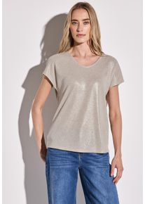 Street One Damen T-Shirtmoonstone sand, casual, Gr. 44, glänzend, Stoff, 80% Polyester, 20% Viskose, Shirts, mit Seitlichen Einschlitzen am Saum