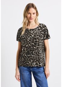 Street One Damen T-Shirt, schwarz, casual, Gr. 40, animal-print, Stoff, 95% Viskose, 5% Elasthan, Shirts, aus softem Materialmix