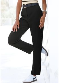 Lascana Damen Anzughose, schwarz, modisch, Gr. 36, unifarben, Web, Obermaterial: 93% Polyester, 7% Elasthan, Hosen, mit Bügelfalten, elegante