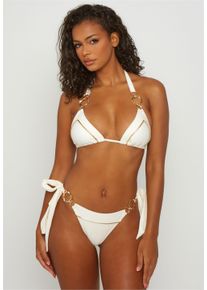 MODA MINX Damen Bikini-Hose "Hoop Hoop seitlich gebunden", beige, Gr. XL, unifarben, 82% Polyamid, 18% Elasthan, Badehosen, mit wunderschönen Ringen