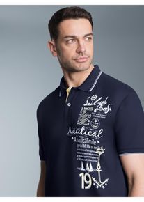 TRIGEMA Herren Poloshirt "TRIGEMA Poloshirt mit maritimem Printmotiv", blau, Basic, Gr. XL, 100% Baumwolle, Shirts