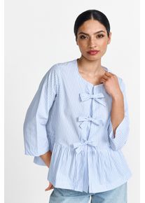 RICHROYAL Damen Blusentop, blau, casual, Gr. 38, gemustert, gestreift, mehrfarbig, Web, Obermaterial: 100% Baumwolle, Blusen, Gestreift