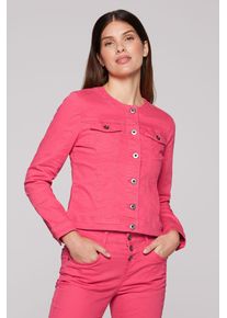 SOCCX Damen Jeansjacke, rot, casual, Gr. S, unifarben, Material: 85% Baumwolle, 12% Polyester, 3% Elasthan, Jacken, mit Brusttaschen