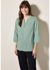 Cecil Damen Shirtblusematcha grün, casual, Gr. XL, unifarben, Web, 100% Baumwolle, Blusen, mit Smok-Detail am dem Schultern