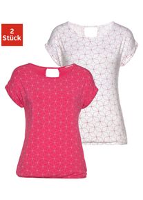 Lascana Damen T-Shirt, pink, casual, Gr. 36, gemustert, Obermaterial: 95% Viskose (LENZING ECOVERO), 5% Elasthan, Shirts, mit kleinem Cut-Out im