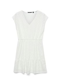 Véro Moda VERO MODA Damen Minikleid "VMKIM CS V-NECK SHORT DRESS JRS GA", weiß, modisch, Gr. L, unifarben, Jersey, Obermaterial: 92% Polyester, 8% Elasthan,