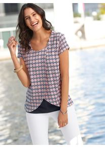 Inspirationen Damen Kurzarmshirt "Shirt", bunt, Gr. 40, gemustert, ethno, mehrfarbig, 95% Viskose, 5% Elasthan, Georgette:100% Polyester, Shirts