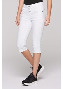 SOCCX Damen Jeansshorts, weiß, casual, Gr. 33, unifarben, Material: 85% Baumwolle, 12% Polyester, 3% Elasthan, Jeans, mit Ziernähten