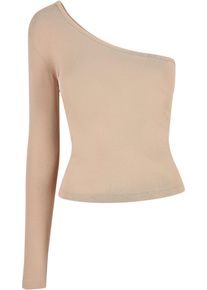 Urban Classics Damen Langarmshirt "Urban Classics Damen Ladies Asymmetric Longsleeve", beige, casual, Gr. XXL, unifarben, 95% Baumwolle, 5% Elasthan,