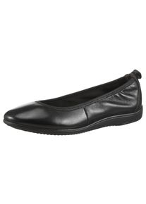Tamaris Damen Ballerina, Gr. 38, schwarz, Glattleder, unifarben, casual, Schuhe, Schlupfschuh, Bequemschuh mit komfortablem Elastikeinfass
