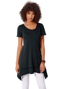 Heine Damen Longshirt "Longshirt", schwarz, Gr. 42, unifarben, 100% Viskose, Spitze:100% Baumwolle, Shirts