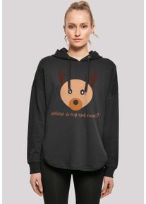 F4NT4STIC Damen Kapuzenpullover "Red Nose Weihnachten", schwarz, casual, Gr. L, Obermaterial: 100% Baumwolle, Pullover, Print