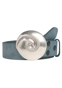 Damen Ledergürtel, blau, casual,modisch, Gr. 80, RETTUNGSRING BY SHOWROOM 019, unifarben, Leder, Gürtel, mit austauschbarer Schließe »Muschel Rund