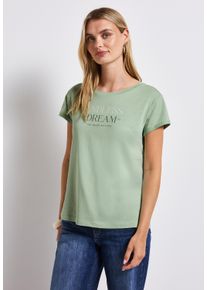 Street One Damen T-Shirt, grün, casual, Gr. 36, bedruckt, Web, Stoff, 50% Baumwolle, 50% Modal, Shirts, mit Rundhalsausschnitt