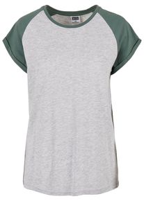 Urban Classics Herren Kurzarmshirt "Urban Classics Damen Ladies Contrast Raglan Tee", grün, casual, Gr. S, mehrfarbig, 60% Baumwolle, 40% Polyester,