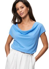 Zero Damen T-Shirt "Zero Jerseyshirt mit Wasserfallausschnitt", blau, casual, Gr. 40, clean, Jersey, Obermaterial: 70% Modal, 30% Polyester.