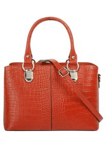 CLUTY Damen Umhängetasche, orange, Leder, Taschen, echt Leder, Made in Italy